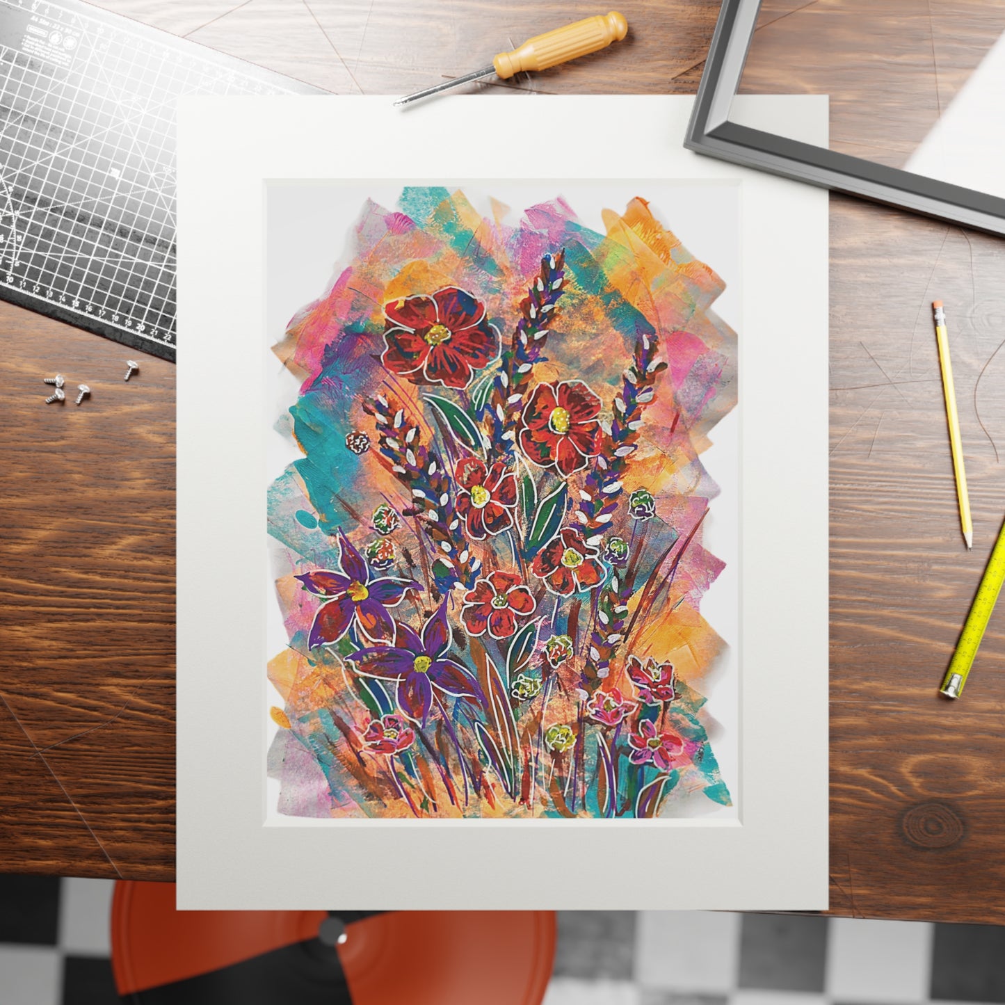 Botanical Fine Art Print with Passepartout Frame