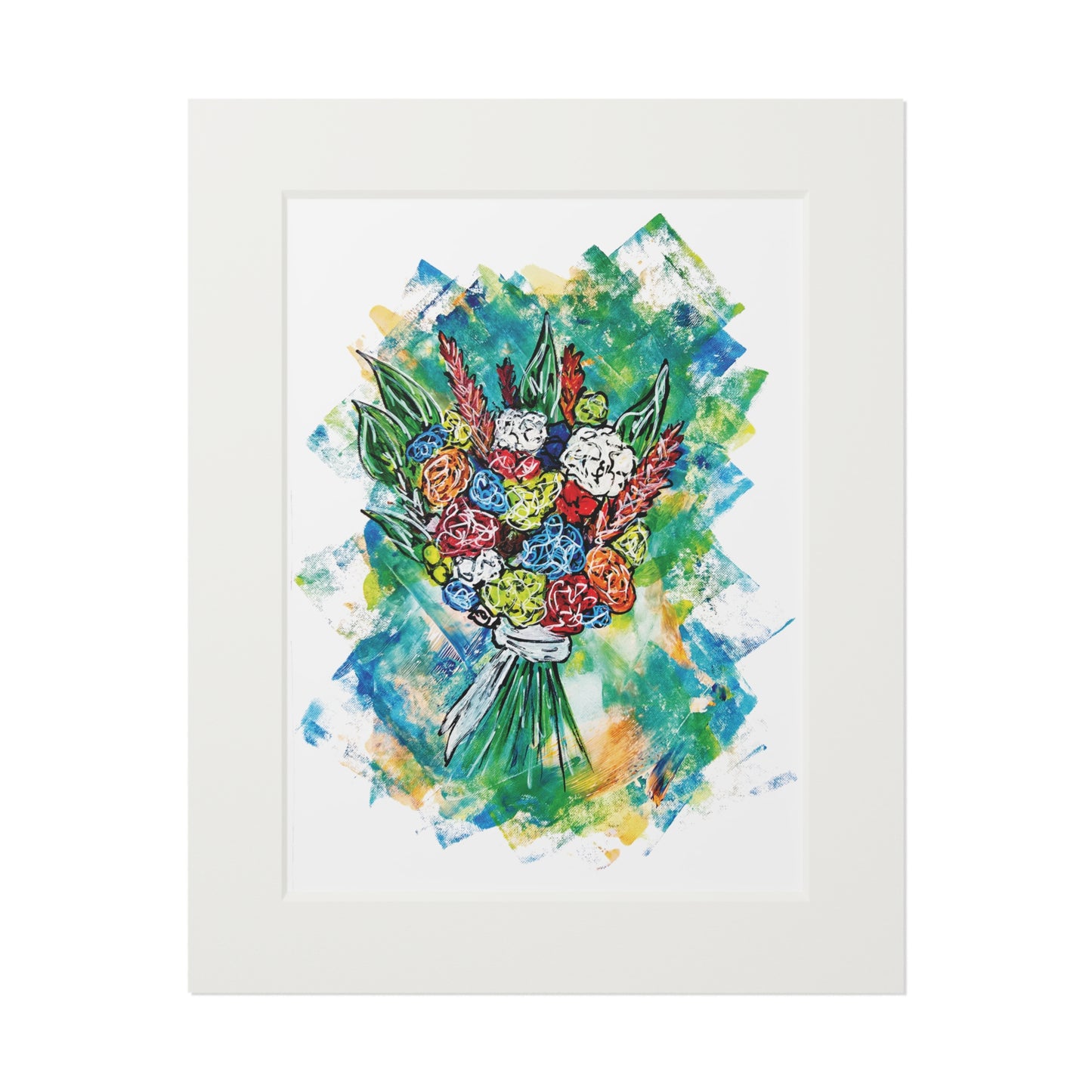 Floral Bouquet Fine Art Print with Passepartout