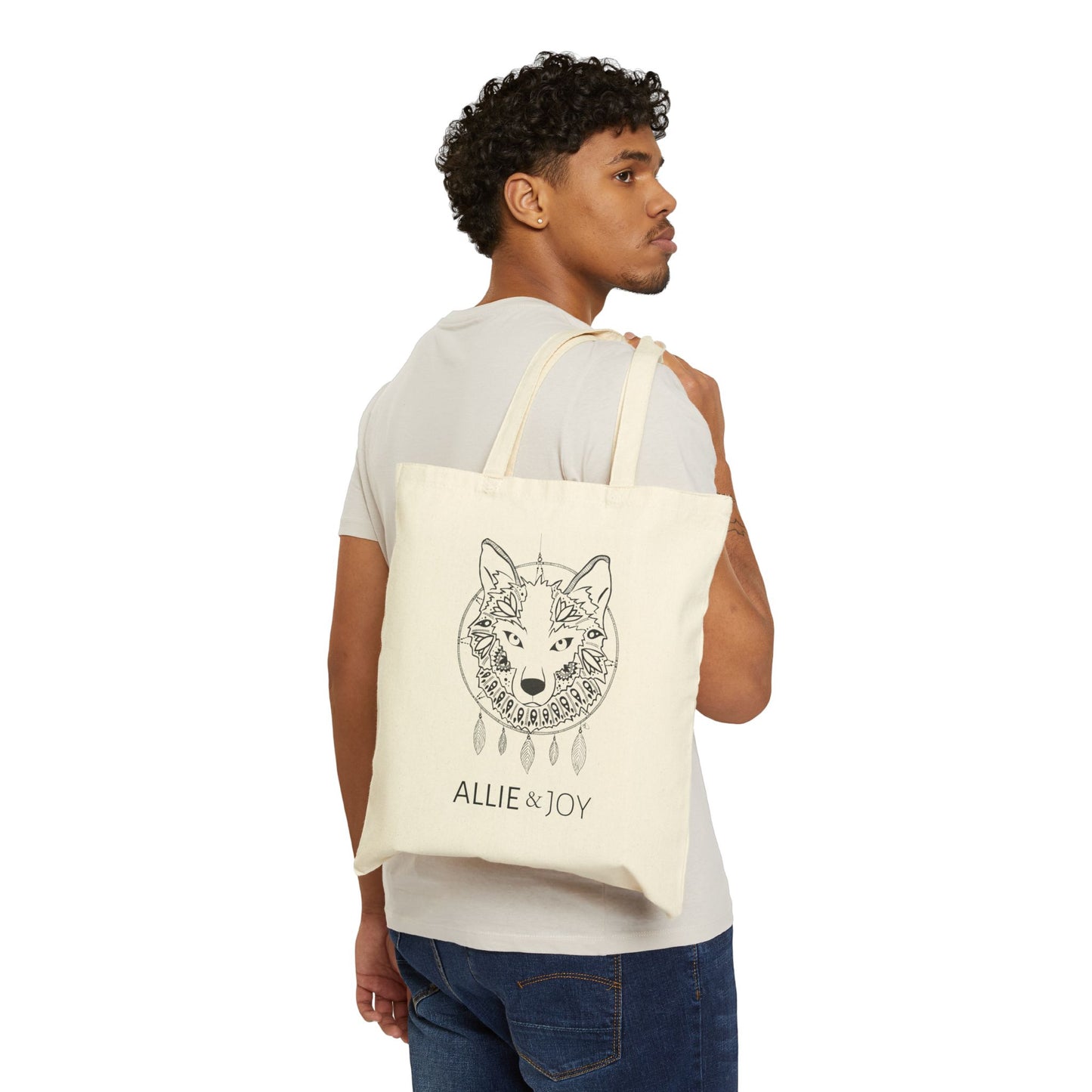 Wolf Zentangle Cotton Canvas Tote Bag
