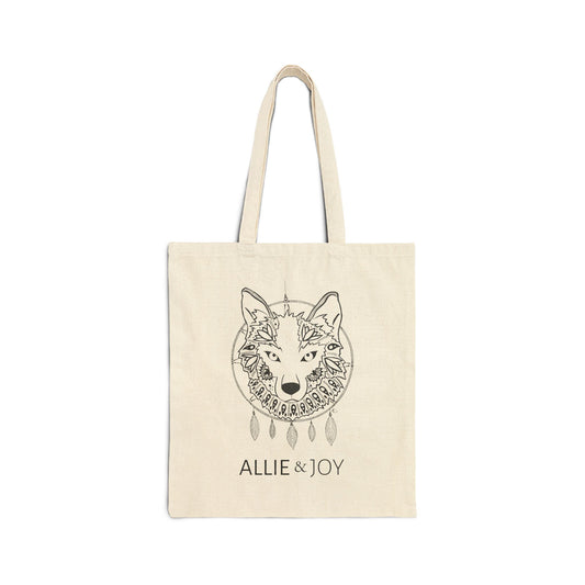 Wolf Zentangle Cotton Canvas Tote Bag
