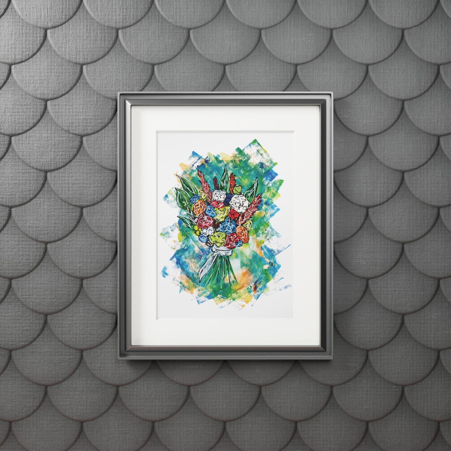 Floral Bouquet Fine Art Print with Passepartout