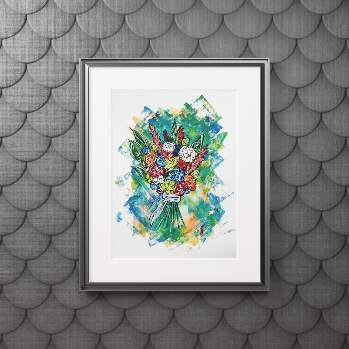 Floral Bouquet Fine Art Print with Passepartout