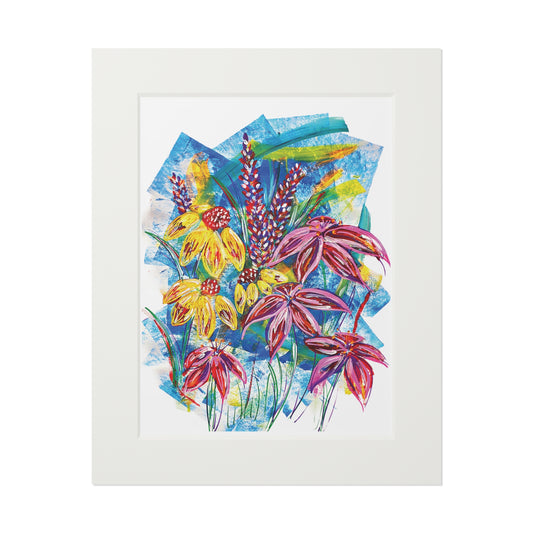 Floral Fine Art Print with Passepartout Frame - Vibrant Botanical Wall Art