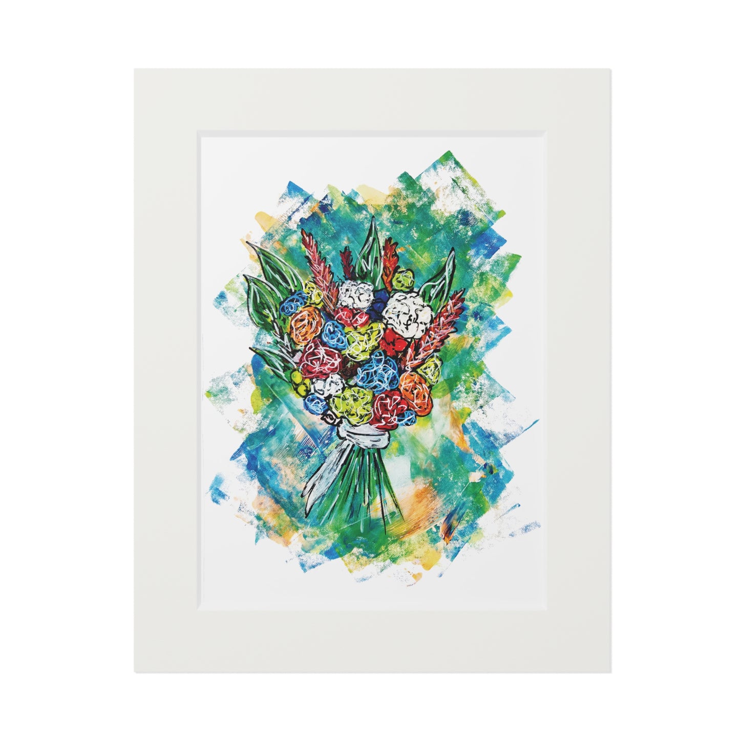 Floral Bouquet Fine Art Print with Passepartout