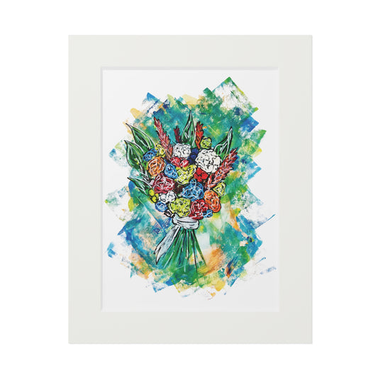 Floral Bouquet Fine Art Print with Passepartout