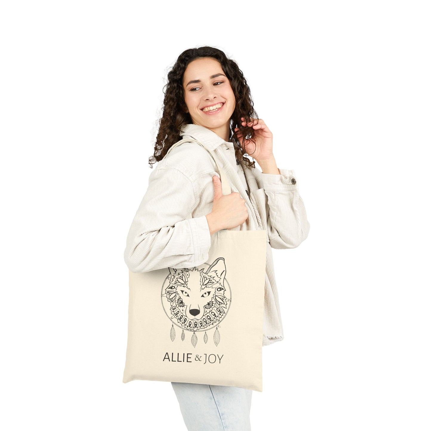 Wolf Zentangle Cotton Canvas Tote Bag